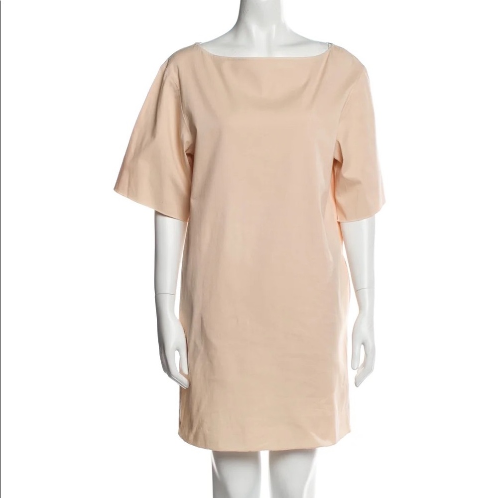Hache‎ short sleeve Shift Dress boat neck neutral pockets Made in Italy